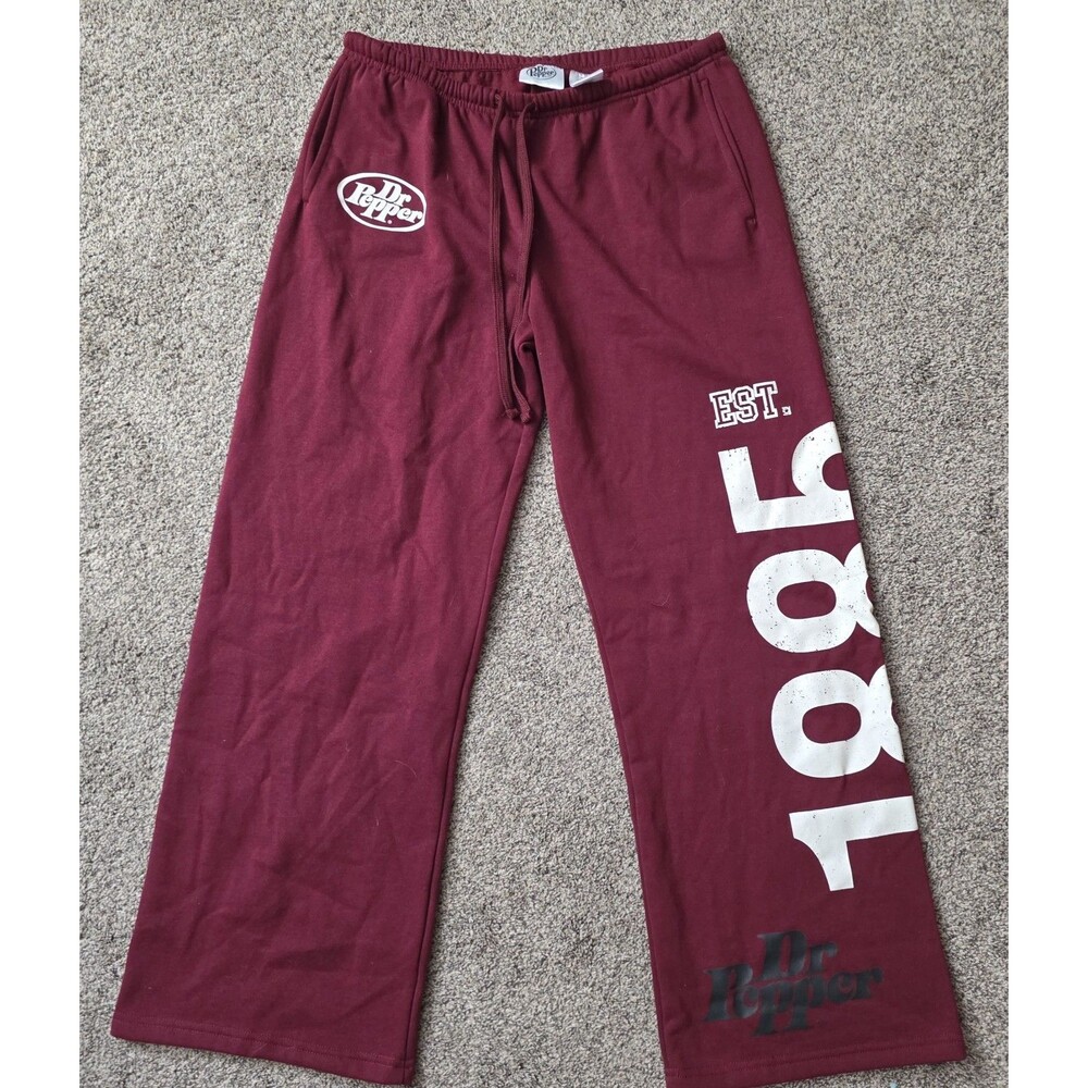 Dr Pepper Sweatpants Size XL Red Logo Wide Leg Pull On Casual Soda Brand